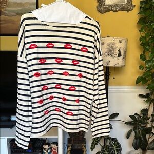 J. Crew Striped Top in Navy and Cream
